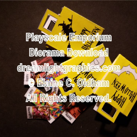 Halloween download image - candies three yellow treat bags