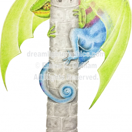 Castle Chameleon © 2017 Elaine C. Oldham, all rights reserved.