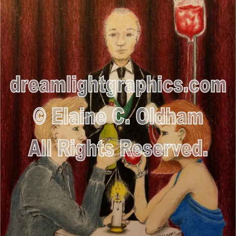 She Doesn't Drinks...Wine standard print of drawing by Elaine C. Oldham