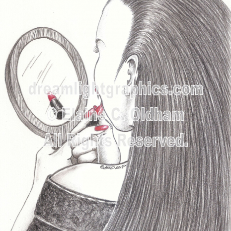 Vamping standard print of pencil drawing by Elaine C. Oldham