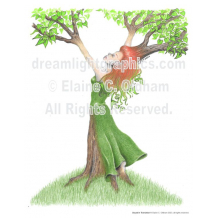 Dryad in Transition - standard print of drawing by Elaine C. Oldham