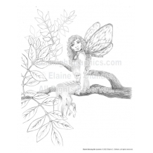 Guest Among the Leaves - print of drawing (c) by Elaine C. Oldham