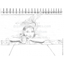 Happy Hour - standard print of drawing by Elaine C. Oldham