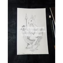 Rabbit Warrior and Chicken Drawing