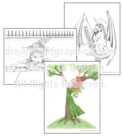 Happy Hour, Sweet Treat, and Dryad in Transition prints image (c) Elaine C Oldham